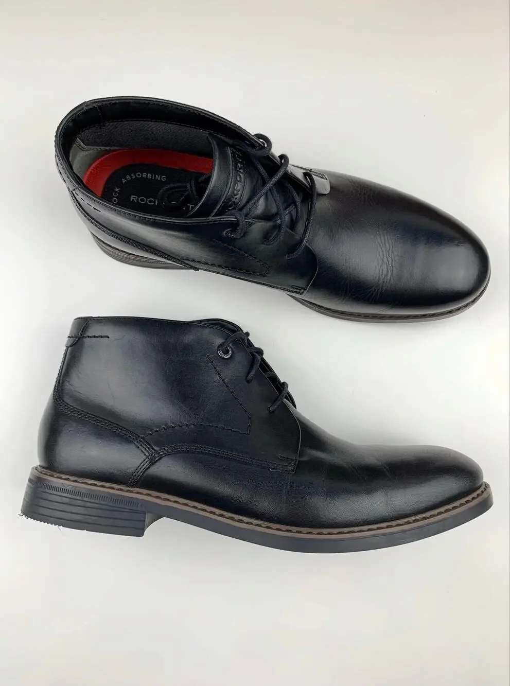 Rockport Classic Break Dress Chukka Boots Black Leather Lace Up Men's 10